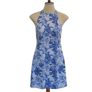 Vintage Lilly Pulitzer halter dress Cotton Blue Tiger Marissa floral size 6